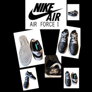 NIKE AIR AIR FORCE 1 BLACK WITH WHITE LOWS SIZE  7Y